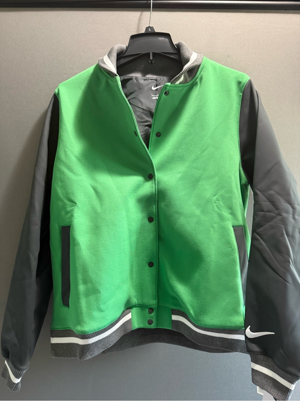 Nike Women’s Green and Gray Varsity Bomber Jacket